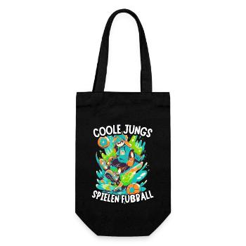 Coole Jungs spielen Fußball für Jungen Fußballer - Geschenkbeutel für Flaschen - Schwarz - Vorne