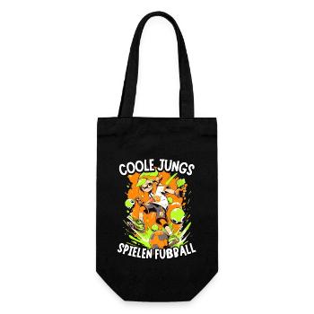Coole Jungs spielen Fußball für Jungen Fußballer - Geschenkbeutel für Flaschen - Schwarz - Vorne