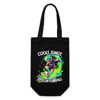 Coole Jungs spielen Fußball für Jungen Fußballer - Geschenkbeutel für Flaschen - Schwarz - Vorne