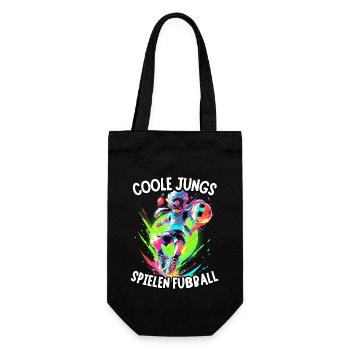 Coole Jungs spielen Fußball für Jungen Fußballer - Geschenkbeutel für Flaschen - Schwarz - Vorne