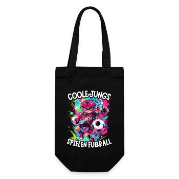 Coole Jungs spielen Fußball für Jungen Fußballer - Geschenkbeutel für Flaschen - Schwarz - Vorne