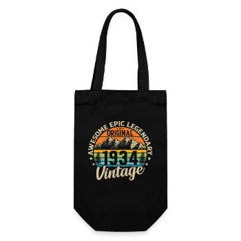 1934 - 90. Geburtstag Vintage - Geschenkbeutel für Flaschen - Schwarz - Vorne