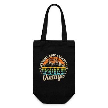 Vintage 2014: 10 Jahre Geburtstag - Geschenkbeutel für Flaschen - Schwarz - Vorne