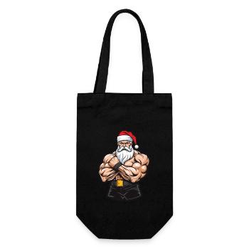 Santa Claus Muscles Gym Santa - Gift Bag for Bottles - black - Front