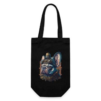 Retro French Bulldog Steampunk Dog - Gift Bag for Bottles - black - Front