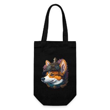 Aesthetic Steampunk Corgi Dog Lover Dog - Gift Bag for Bottles - black - Front
