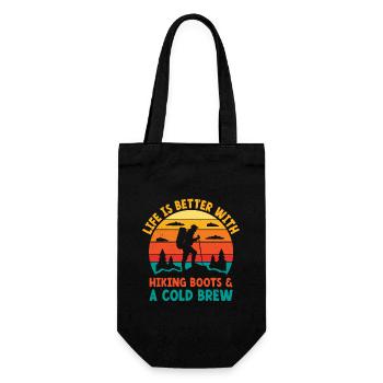 Wandern Wanderer Natur Trekking Outdoor Bergsteigerin - Geschenkbeutel für Flaschen - Schwarz - Vorne