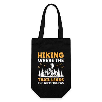 Wandern Wanderer Natur Trekking Outdoor Bergsteigerin - Geschenkbeutel für Flaschen - Schwarz - Vorne
