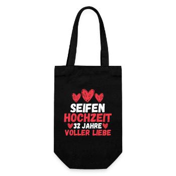 Ehe Seifenhochzeit 32 Jahre Verheiratet Hochzeitst - Geschenkbeutel für Flaschen - Schwarz - Vorne