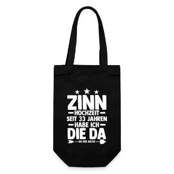 Ehe Zinnhochzeit 33 Jahre Verheiratet Hochzeitstag - Geschenkbeutel für Flaschen - Schwarz - Vorne