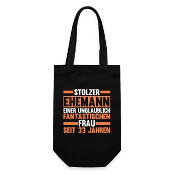 Ehe Zinnhochzeit 33 Jahre Verheiratet Hochzeitstag - Geschenkbeutel für Flaschen - Schwarz - Vorne