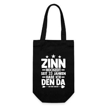 Ehe Zinnhochzeit 33 Jahre Verheiratet Hochzeitstag - Geschenkbeutel für Flaschen - Schwarz - Vorne