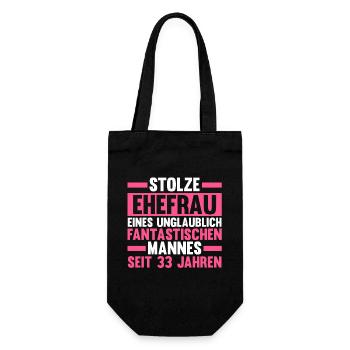 Ehe Zinnhochzeit 33 Jahre Verheiratet Hochzeitstag - Geschenkbeutel für Flaschen - Schwarz - Vorne
