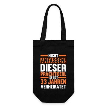 Ehe Zinnhochzeit 33 Jahre Verheiratet Hochzeitstag - Geschenkbeutel für Flaschen - Schwarz - Vorne