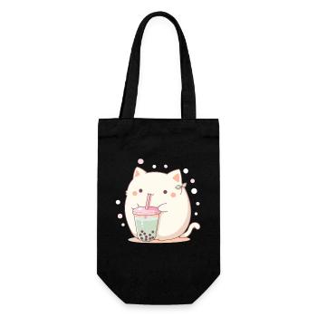 Boissons pour chats kawaii Boba Bubble Tea Chibi - Sac à bouteille - noir - Devant