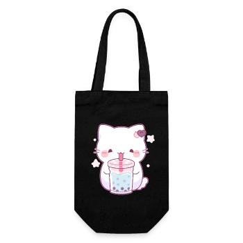 Boissons pour chats kawaii Boba Bubble Tea Chibi - Sac à bouteille - noir - Devant
