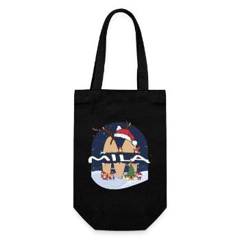 Toller Mila-Name mit Weihnachtsmannmütze im Weihnachtsthema - Geschenkbeutel für Flaschen - Schwarz - Vorne