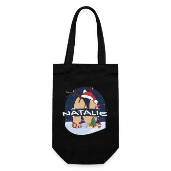 Génial Natalie nom w chapeau de père Noël dans le thème de Noël - Sac à bouteille - noir - Devant