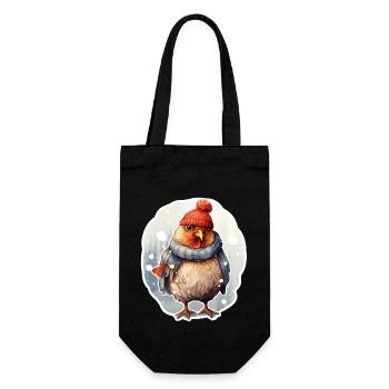 Hühnchen im Winterlook - Geschenkbeutel für Flaschen - Schwarz - Vorne