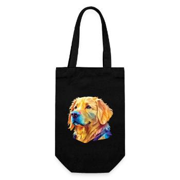 Polygon Golden Retriever - Kunstvolles Hundedesign - Geschenkbeutel für Flaschen - Schwarz - Vorne