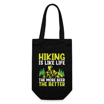 Wandern Wanderer Natur Trekking Outdoor Bergsteigerin - Geschenkbeutel für Flaschen - Schwarz - Vorne