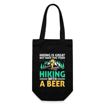 Hiking Hiker Nature Trekking Outdoor Mountaineerin - Gift Bag for Bottles - black - Front