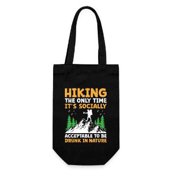 Hiking Hiker Nature Trekking Outdoor Mountaineerin - Gift Bag for Bottles - black - Front