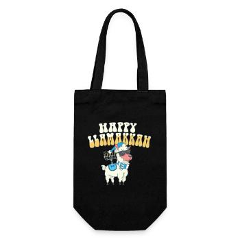Jewish Hanukkah Happy Llamakkah Chrismukkah Llama - Geschenkbeutel für Flaschen - Schwarz - Vorne