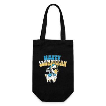 Hanukkah Jewish Costume Happy Llamakkah Llama - Geschenkbeutel für Flaschen - Schwarz - Vorne