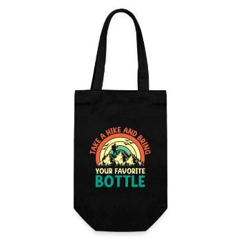 Wandern Wanderer Outdoor Bergsteigen Natur Trekkin - Geschenkbeutel für Flaschen - Schwarz - Vorne