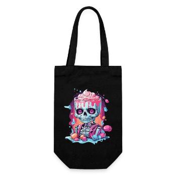 Gothic Pastel Schädel mit Süßigkeiten Design - Geschenkbeutel für Flaschen - Schwarz - Vorne