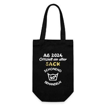 2024 offiziell alter Sack 60 60.Geburtstag 1964 - Geschenkbeutel für Flaschen - Schwarz - Vorne