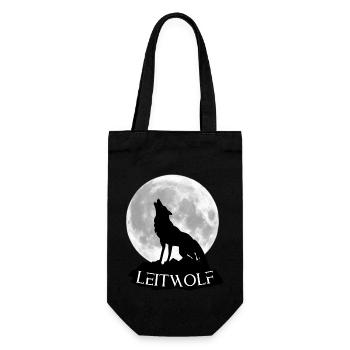 Wolf Vollmond Leitwolf für Ihn Geschenkidee - Geschenkbeutel für Flaschen - Schwarz - Vorne