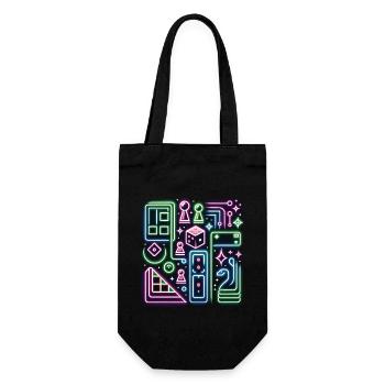 Board Game Adventure in Neon and Cyber Style - Gift Bag for Bottles - black - Front
