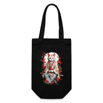 Japanische Kimono Katze Ukiyo-E Katzen Design - Geschenkbeutel für Flaschen - Schwarz - Vorne