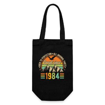 1984 Geburtstag T-Shirt - Vintage Retro Design - Geschenkbeutel für Flaschen - Schwarz - Vorne