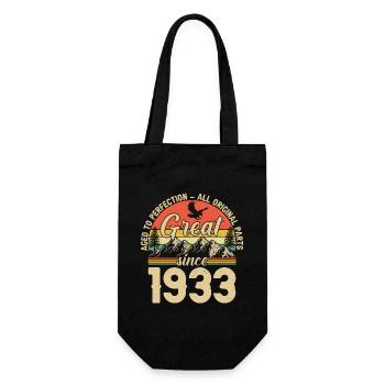 1933: Vintage 90. Geburtstag - Geschenkbeutel für Flaschen - Schwarz - Vorne
