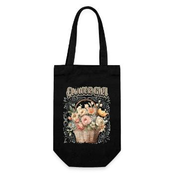 Flower Girl, Vintage Scrapbook, Floral Motif - Gift Bag for Bottles - black - Front