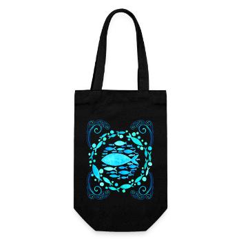 Mandala avec poisson, Style esthétique, Design de poisson - Sac à bouteille - noir - Devant