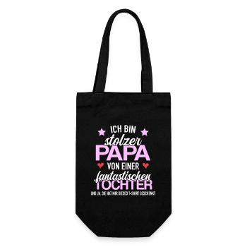 Stolzer Papa Fantastischen Tochter Geschenk - Geschenkbeutel für Flaschen - Schwarz - Vorne