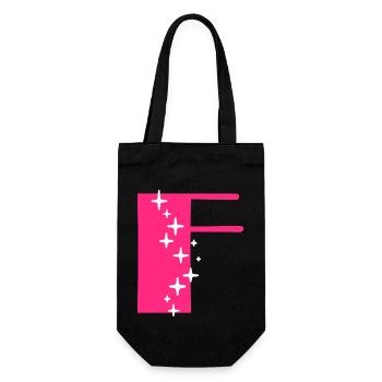 Buchstabe F Glitzer - Geschenkbeutel für Flaschen - Schwarz - Vorne