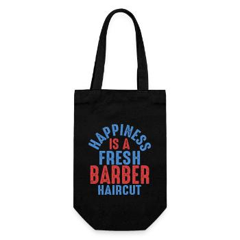 Happiness Is A Fresh Barber Haircut Barbershop Bea - Geschenkbeutel für Flaschen - Schwarz - Vorne