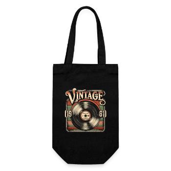 Retro Vinyl Vintage Legend 1961 Birthday - Gift Bag for Bottles - black - Front