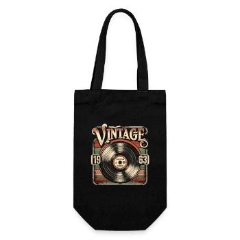 Retro Vinyl Vintage Legend 1963 Birthday - Gift Bag for Bottles - black - Front