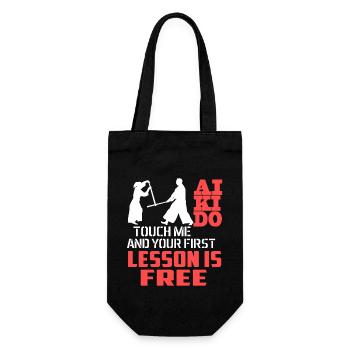 Aikido Aikido First Lesson Is Free - Gift Bag for Bottles - black - Front