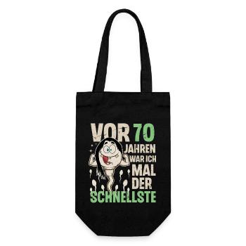 70. Geburtstag 70 Jahre War Ich Mal Der Schnellste - Geschenkbeutel für Flaschen - Schwarz - Vorne