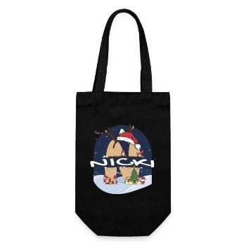 Awesome Nick Name w Santa Hat in Xmas Theme - Gift Bag for Bottles - black - Front