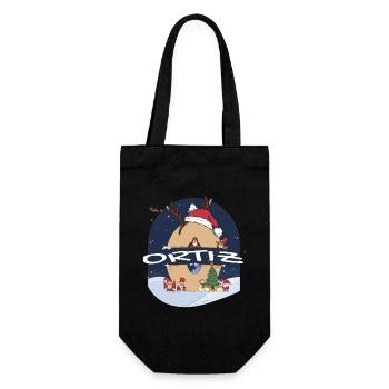 Awesome Ortiz Name w Santa Hat in Xmas Theme - Gift Bag for Bottles - black - Front
