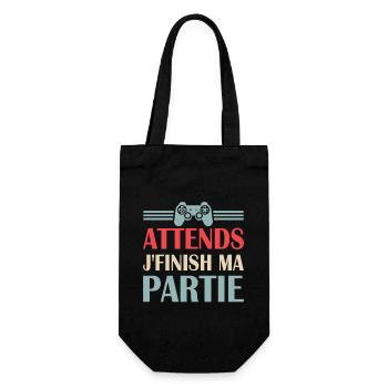 Attends j'finis ma partie humour cadeau - Sac à bouteille - noir - Devant