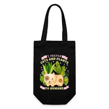 Cats and plants funny saying with flower pot - Gift Bag for Bottles - black - Front